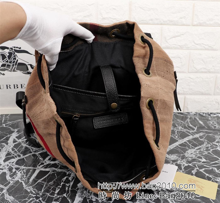 BURBERRY巴寶莉 Canvas格紋棉布混紡 雙肩包 麻布39191  Bhq1303